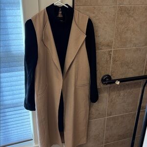 ZARA 2 PC outfit. Black Mini Dress Size L. + long beige sleeveless vest. Size M